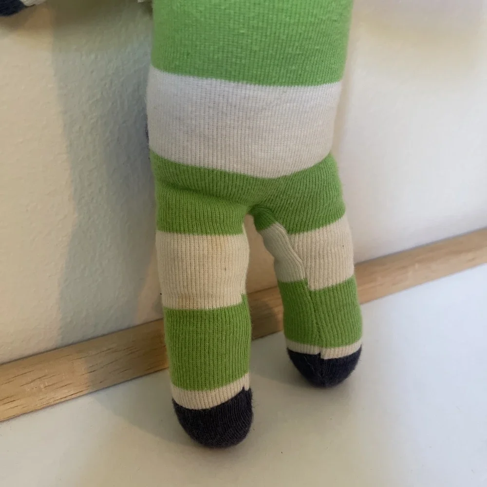 Under the Nile Organic Cotton Plush Cat Kitten Baby Toy Green Blue Stripe‎